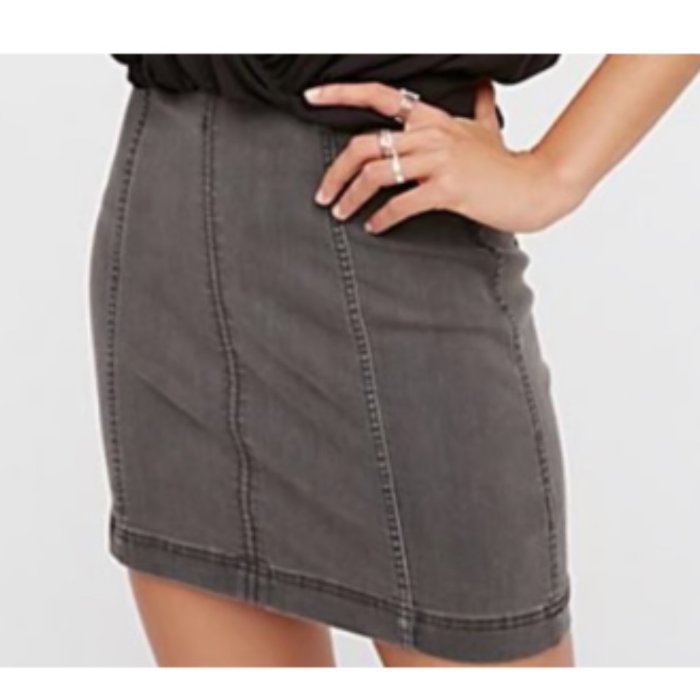 Free People Charcoal Denim Mini Skirt
